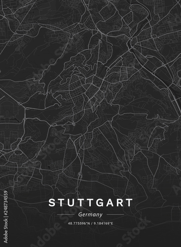 Wallpaper Mural Map of Stuttgart, Germany