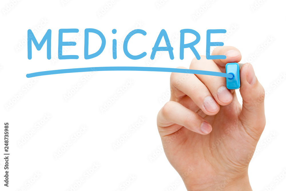 Word Medicare Handwritten With Blue Marker