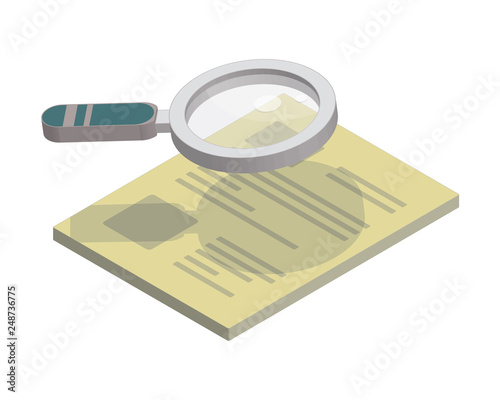 Newspaper, vector. Magnifying glass