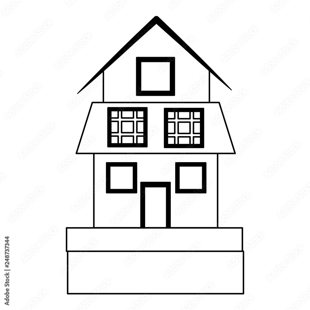 house with solar panels symbol black and white
