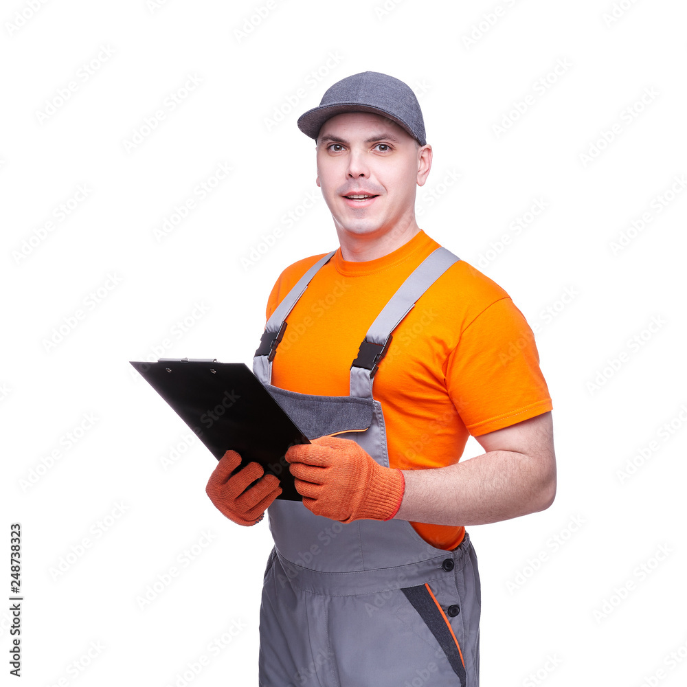 Courier in uniform isolated on white background Courier in uniform isolated on white background