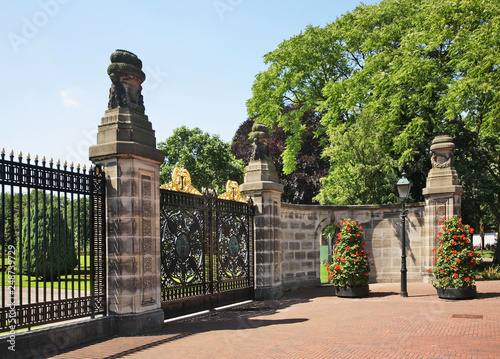 Gate to Peace Palace at Hague (Den Haag). South Holland. Netherlands
