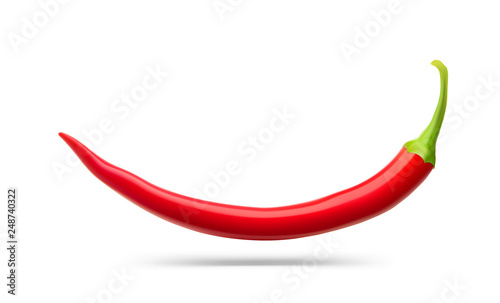 Realistic red chilli pepper. Vector illustration isolated on white background. Ready for your design. EPS10.