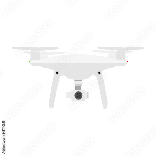 Drone Icon Vector Illustration. Quadrocopter with Action Camera Eps10 Vector.
