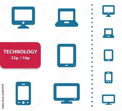 Technology Icons (4x magnification for preview).