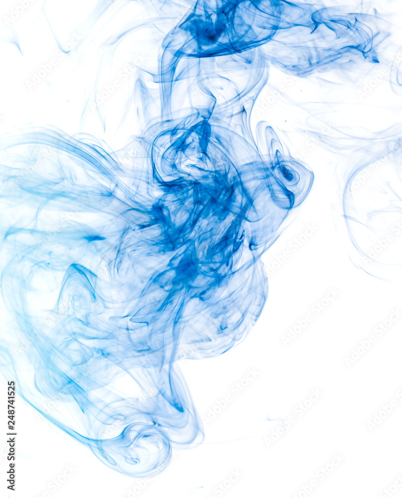 Fototapeta premium Blue smoke on white background