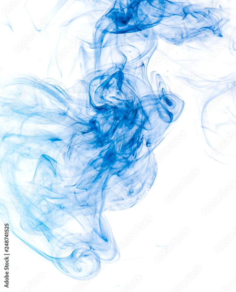 Blue smoke on white background