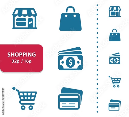 Shopping Icons (4x magnification for preview).