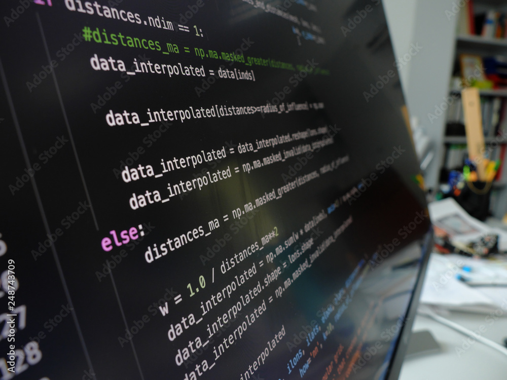 Closeup of the python code on the monitor Stock Photo | Adobe Stock