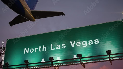 Airplane Take off North Las Vegas during a wonderful sunset