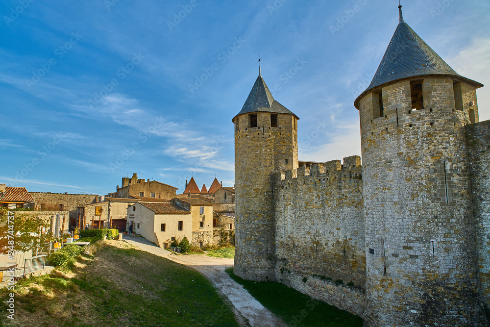Two towers at Carcassonna, France