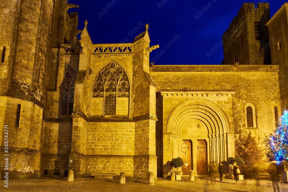 Basilica of Saint Nazaire, in the blue hour, Carcassonna, France
