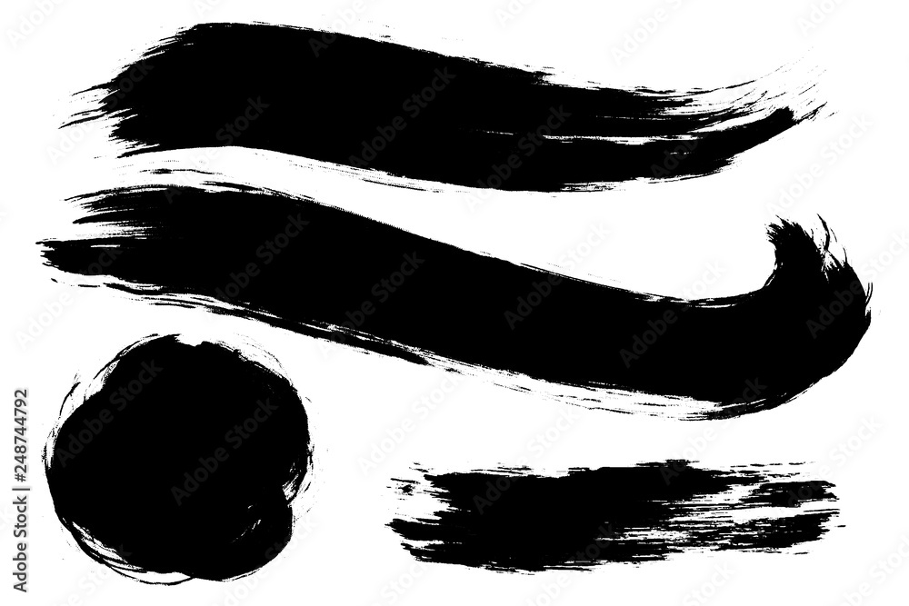 Vector set of big hand drawn brush strokes, stains for backdrops ...