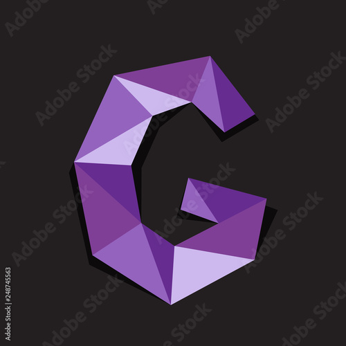 Vector illustration of letter G. Polygonal Colorful Letter