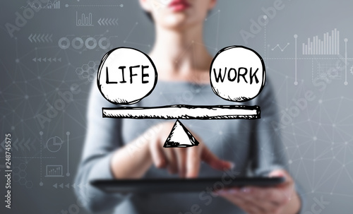 Life and work balance with business woman using a tablet computer