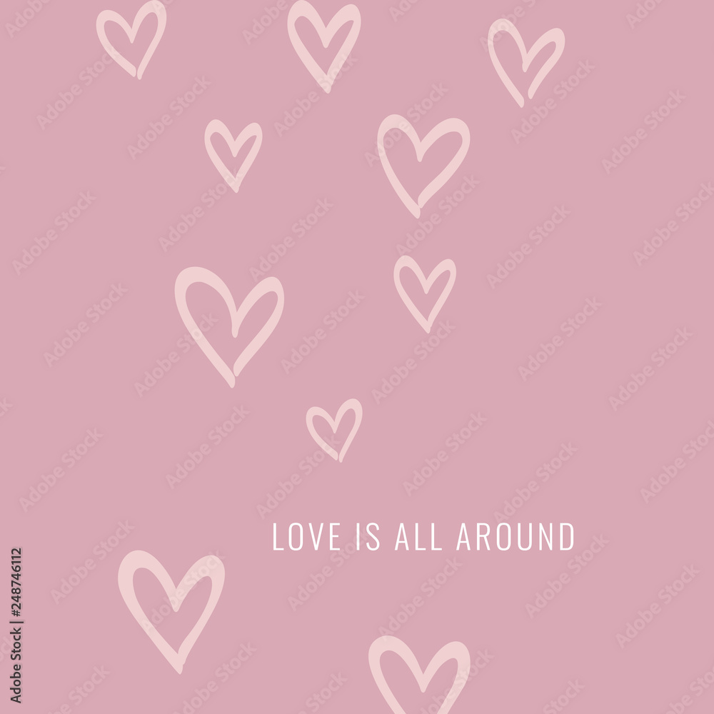 Pink Hearts flying. Romantic promotion Banner, Card, Flyer. Vector.