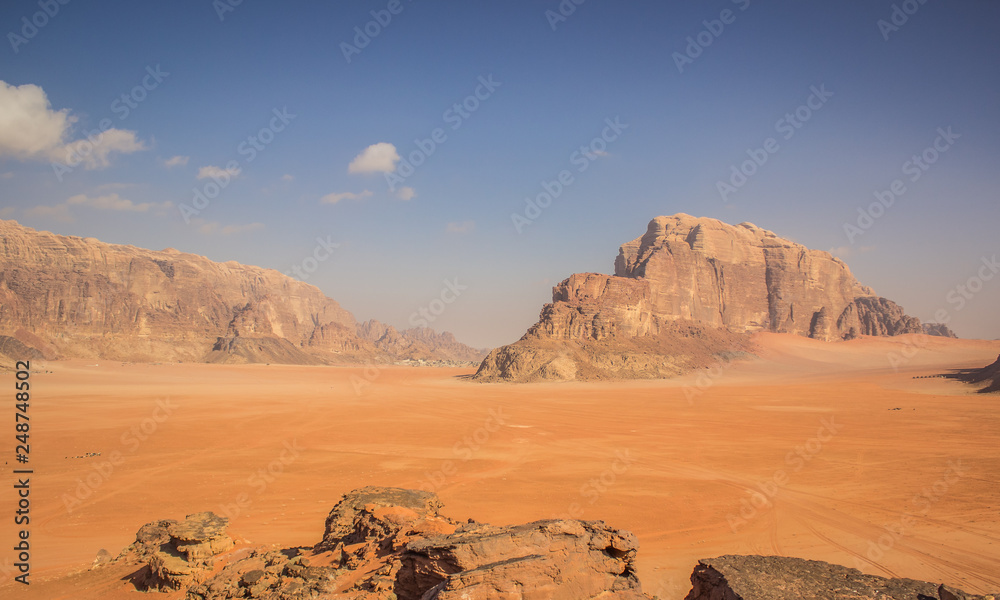 beautiful picturesque Wadi Rum desert scenic landscape view with big