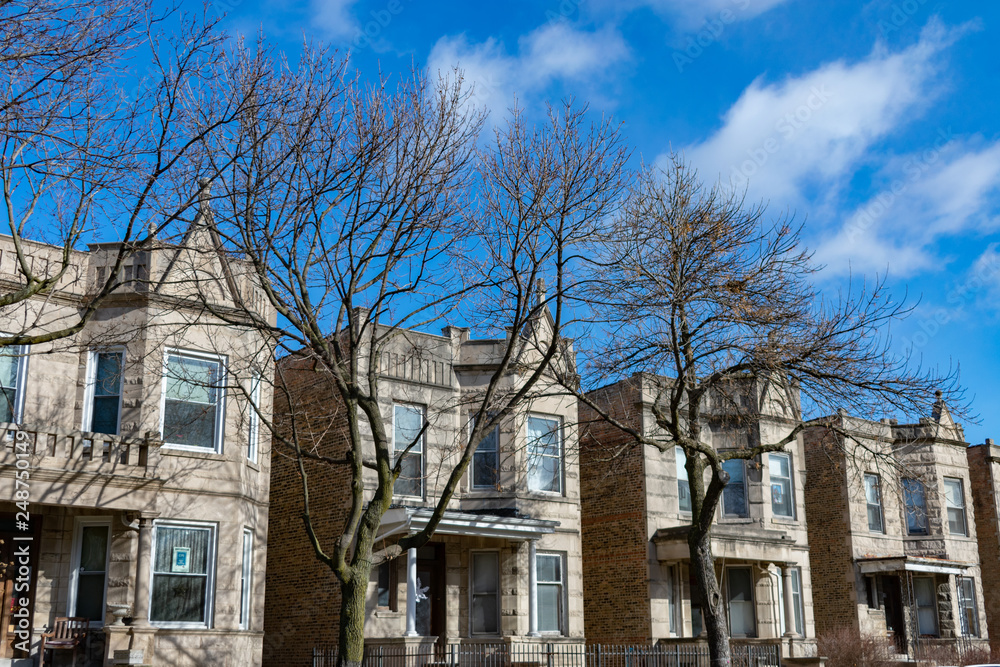 A Row of very similar Houses in Logan Square Chicago