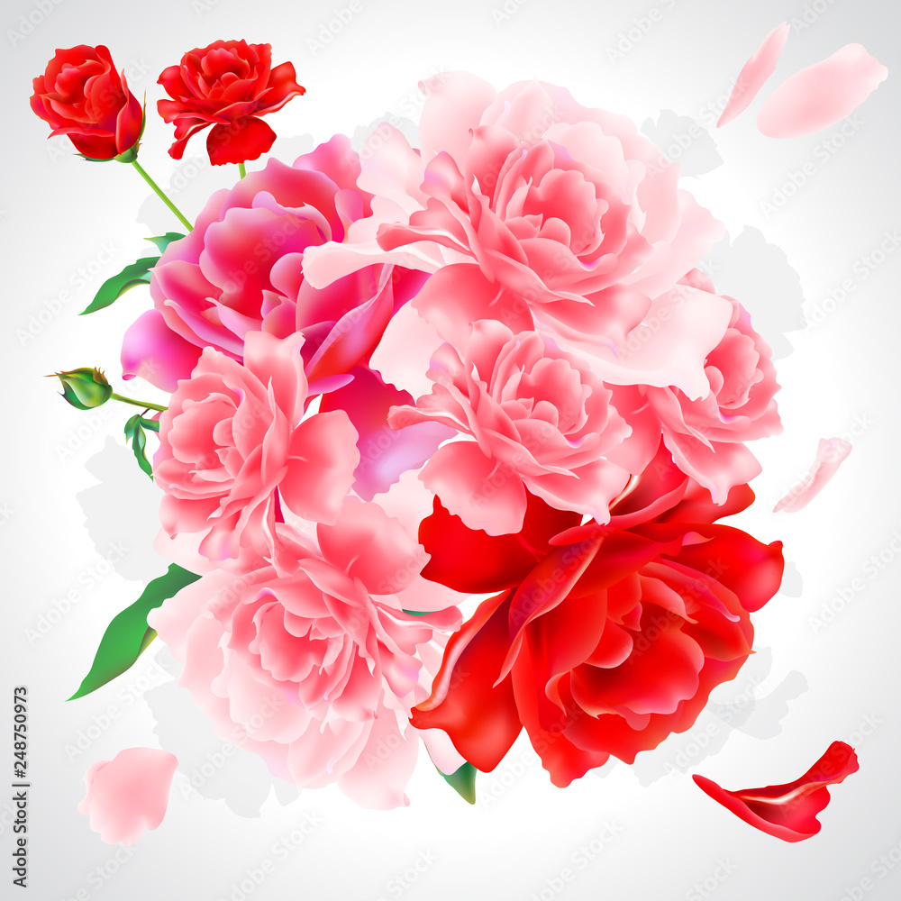 beautiful pink flowers, peonies i roses