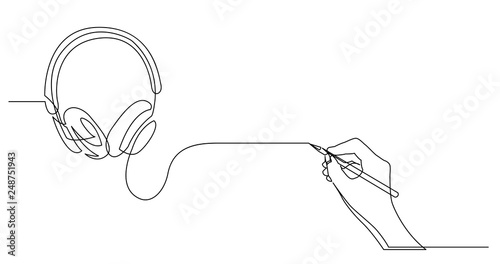 hand drawing business concept sketch of headphones