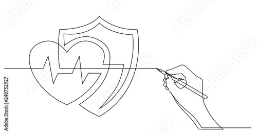 hand drawing business concept sketch of heart health protection