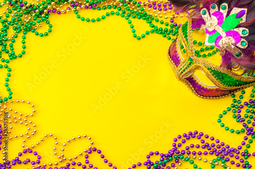 Obraz na plátne Fat Tuesday and Mardi Gras carnival concept theme with close up on a face mask f
