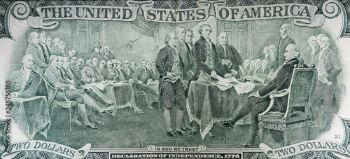 Obraz na plátně The scene depicted in the picture is often mistaken for signing the declaration of independence