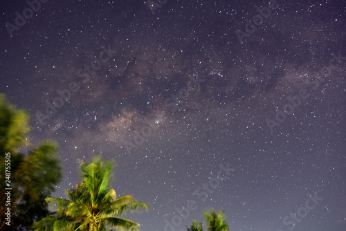 Stars of night sky in Gili Trawangan Island, Lombok, Indonesia