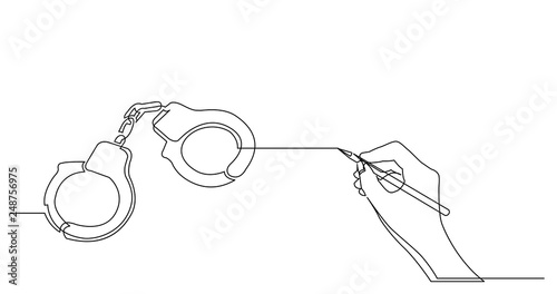 hand drawing business concept sketch of handcuffs