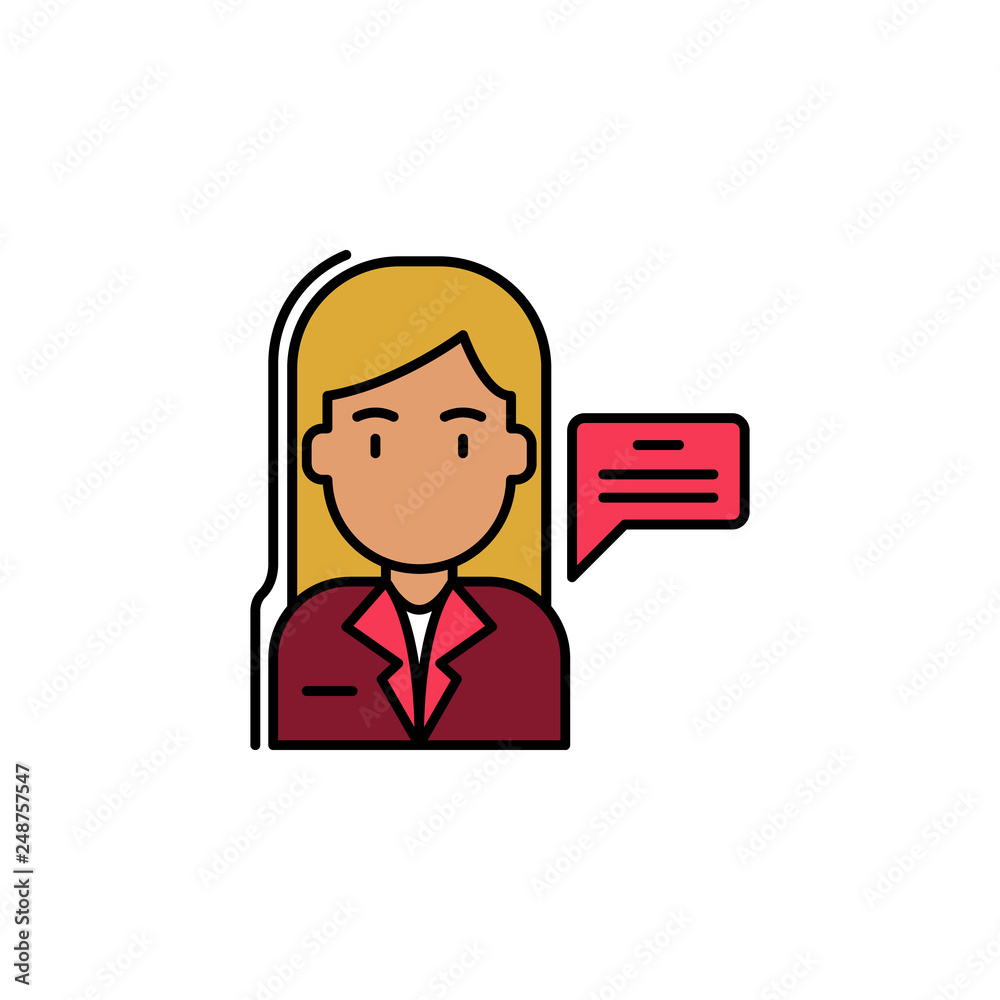 woman, femenine,speech bubbles icon. Element of feminism illustration. Premium quality graphic design icon. Signs and symbols collection icon for websites, web design woman, femenine,speech bubbles icon. Element of feminism illustration. Premium quality graphic design icon. Signs and symbols collection icon for websites, web design
