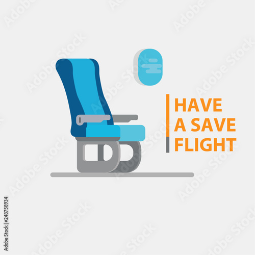 Airline passenger seats and side window. Traveling with airplane. Airplane transportation