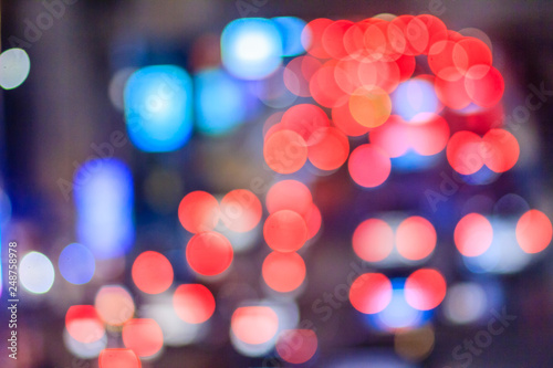 Abstract blur of Evening traffic jam on road in city. Out of focus lights from cars in a traffic jam. lights car traffic jam of a street road at night. Road traffic jam night,blur focus