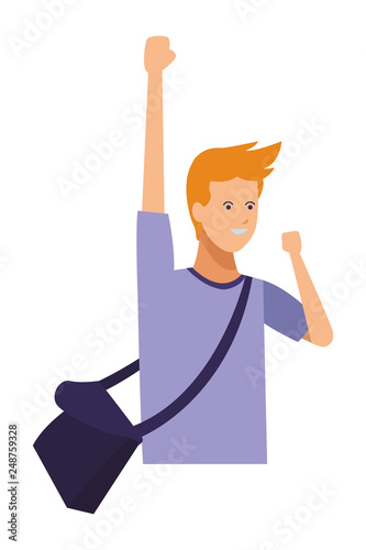 guy bagpack casual cheerful