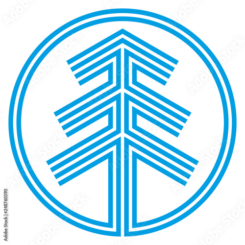 Linear graphic tree sign. Stylized logo. Vector