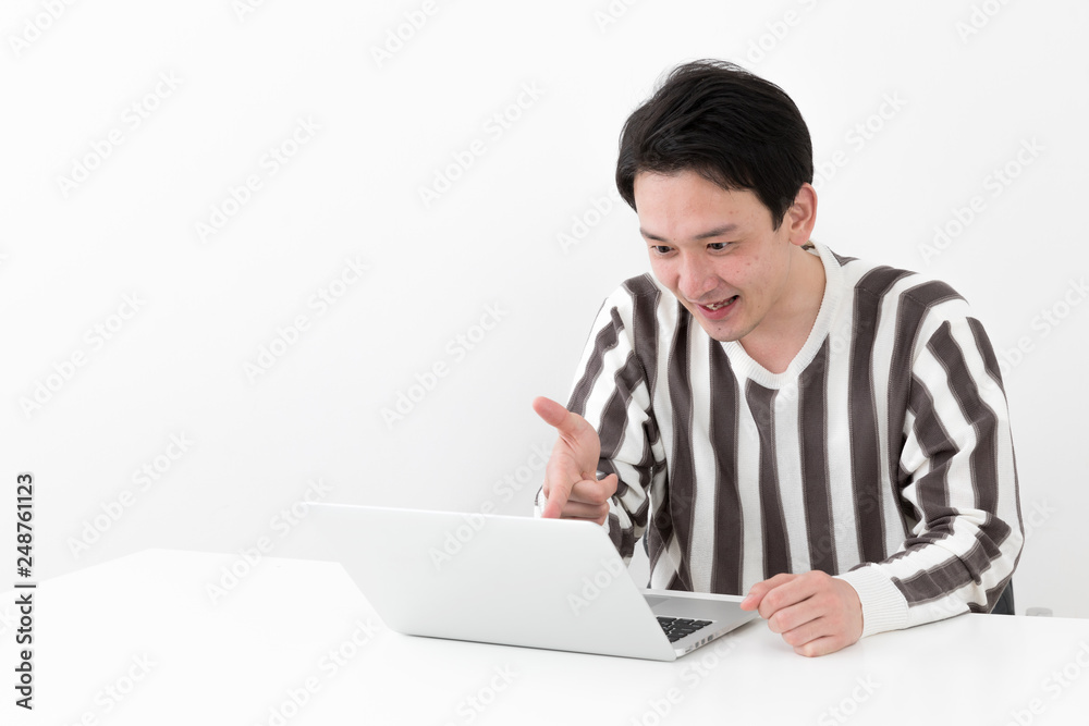 portrait of casual asian man on white background portrait of casual asian man on white background