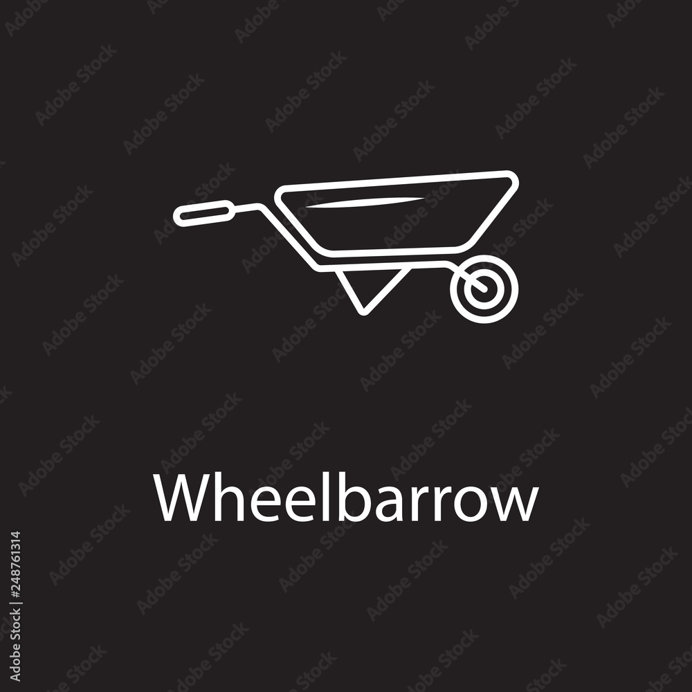 Wheelbarrow cart icon. Simple element illustration. Wheelbarrow cart symbol design from Construction collection set. Can be used in web and mobile Wheelbarrow cart icon. Simple element illustration. Wheelbarrow cart symbol design from Construction collection set. Can be used in web and mobile