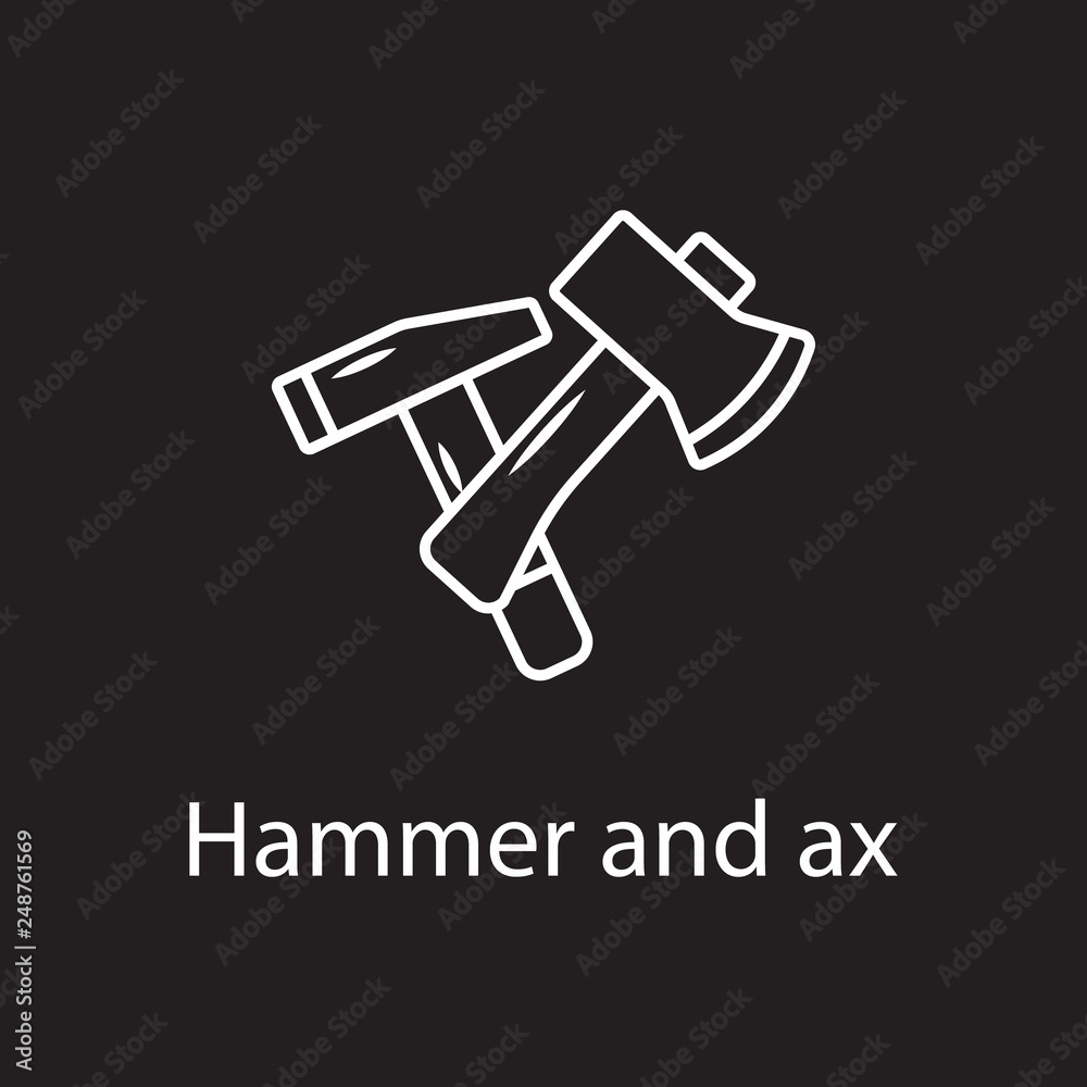 Hammer and Ax icon icon. Simple element illustration. Hammer and Ax icon symbol design from Construction collection set. Can be used in web and mobile Hammer and Ax icon icon. Simple element illustration. Hammer and Ax icon symbol design from Construction collection set. Can be used in web and mobile