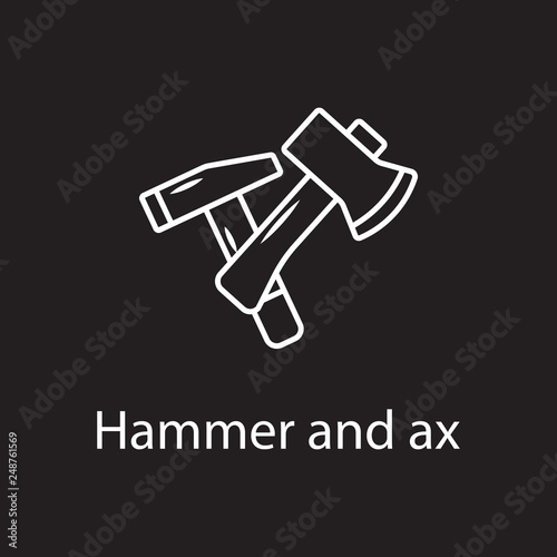 Hammer and Ax icon icon. Simple element illustration. Hammer and Ax icon symbol design from Construction collection set. Can be used in web and mobile