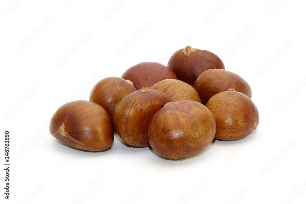 Chestnuts : Roasted chestnuts isolated on white background. Chestnuts : Roasted chestnuts isolated on white background.