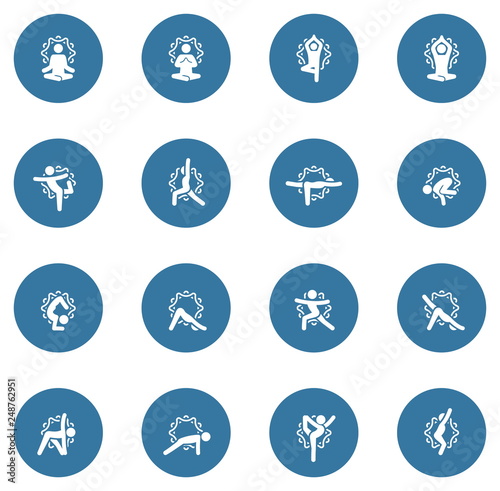 Yoga Fitness and Meditation Icon Set. Flat Design Isolated Illustration.