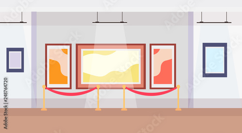 modern art gallery museum interior creative contemporary paintings artworks or exhibits flat horizontal