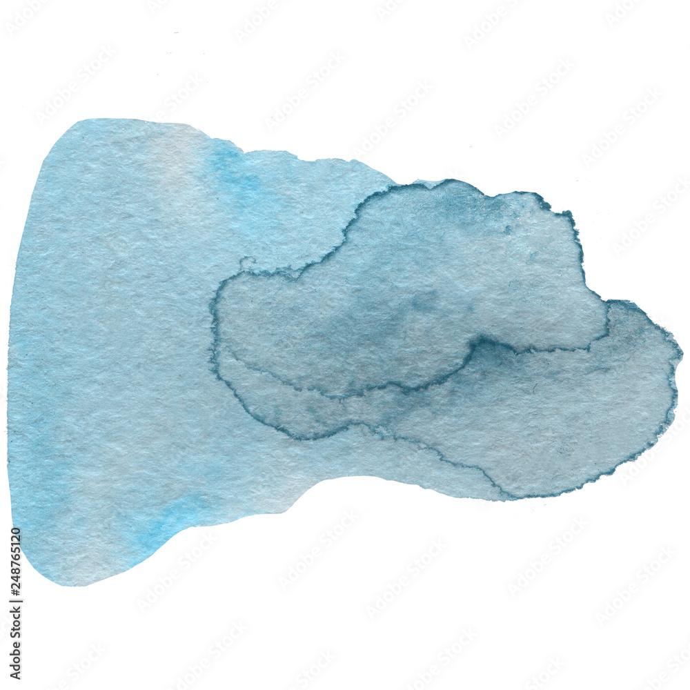 Abstract blue watercolor and stylish brush stroke on the white isolated background. Creative colorful form. Decorative element. Abstract blue watercolor and stylish brush stroke on the white isolated background. Creative colorful form. Decorative element.