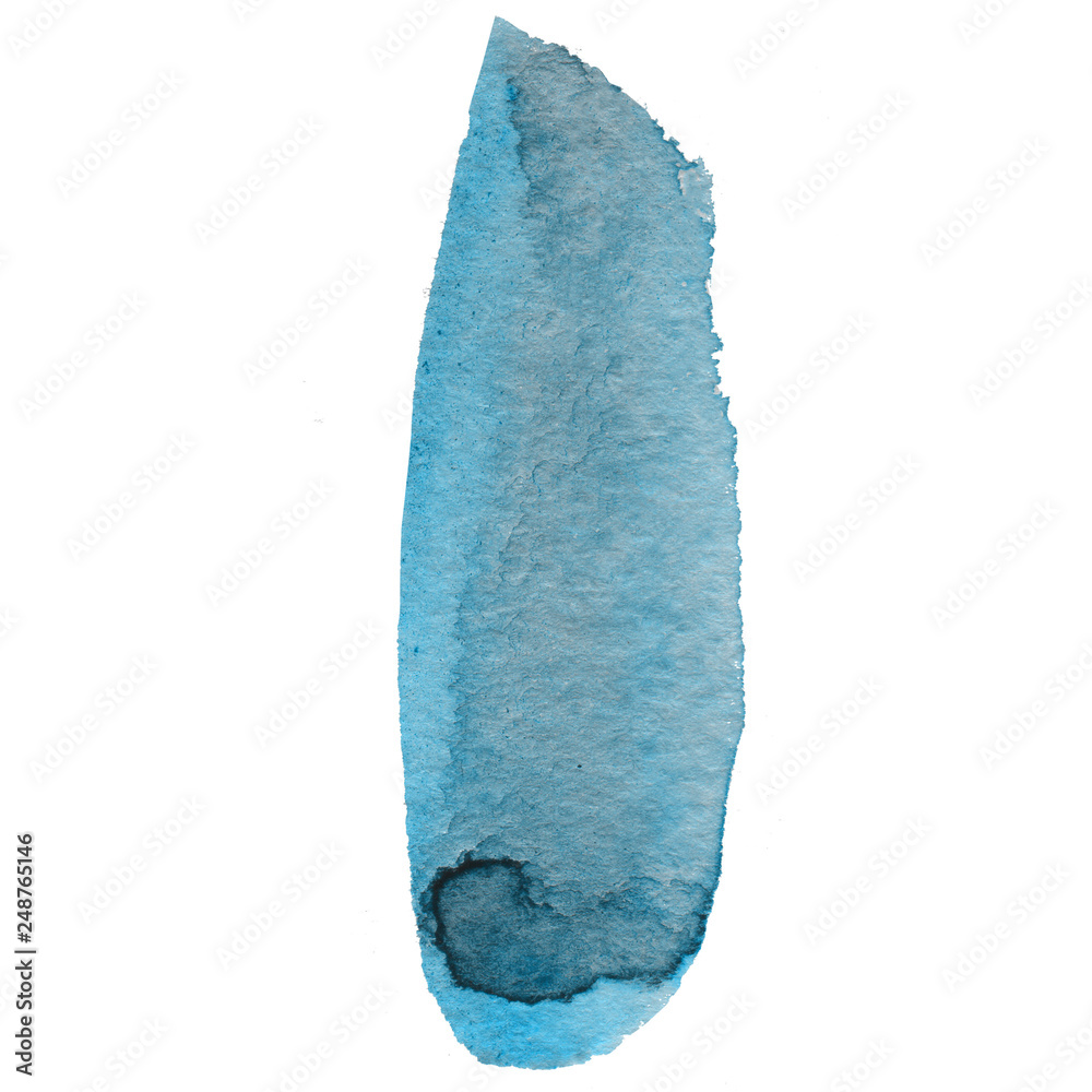 Abstract blue watercolor and stylish brush stroke on the white isolated background. Creative colorful form. Decorative element. Abstract blue watercolor and stylish brush stroke on the white isolated background. Creative colorful form. Decorative element.