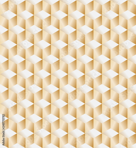 Vector 3D Gold Geometric Square Background seamless