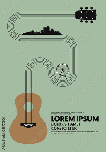 Music poster design template background modern vintage retro style