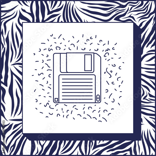 90s label with floppy disk