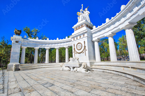 Mexico City, Mexico-2 December, 2018: Landmark Benito Juarez Monument (The Juarez Hemicycle) at Mexico City Alameda Central Park photo
