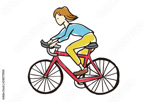 自転車で走る人