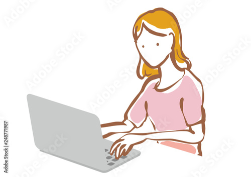 パソコンを使う女性