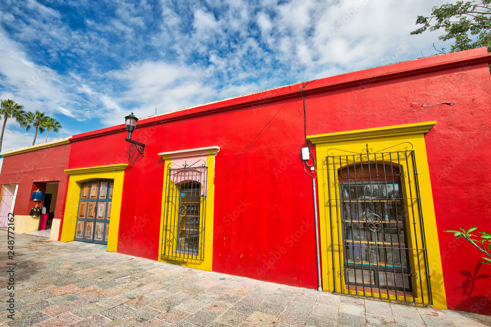 Oaxaca city, Scenic old city streets and colorful colonial buildings in historic city center